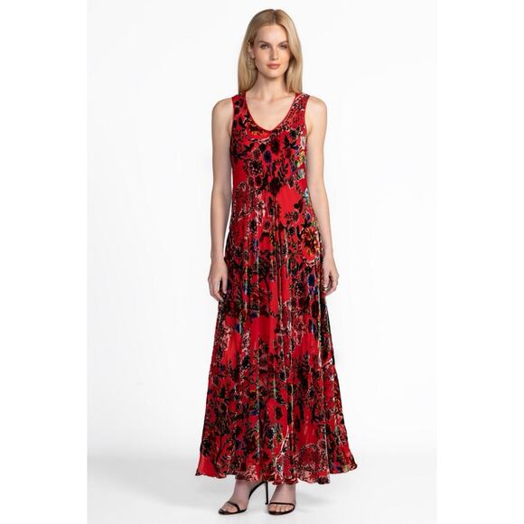 NWT Johnny Was Bias Bobcat Forest Silk Blend Red Floral Maxi Dress - Picture 2 of 11